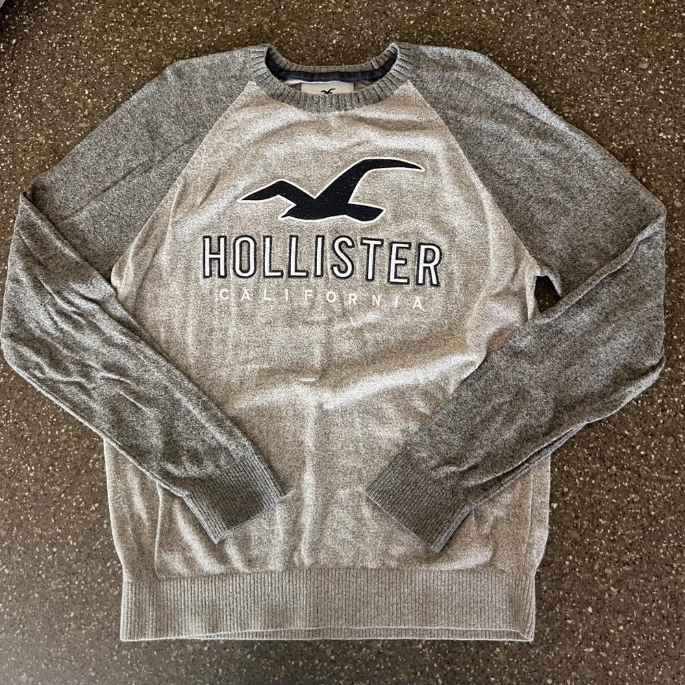 Hollister Gray Academia Sweater Cozy Classic Winter Y2K Preppy Collegiate - Picture 2 of 3